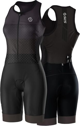 SLS3 Triathlon Suits Women Elite Sleeveless Tri Suit Women, Trisuit, Quick-Dry, Italian Chamois, Ready for Any Distance (Ebony, Medium) in Kuwait