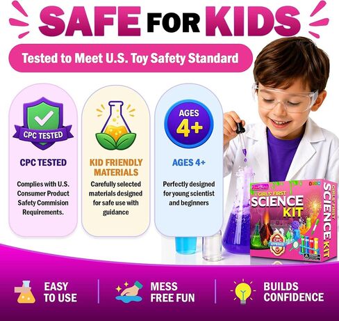 Jim & Gloria Science Kits للأطفال الذين تتراوح أعمارهم بين 5 و 7 و 2 و2 عامًا من هدايا أعياد الميلاد للبنات ولوازم الحرف والتعلم والتعليم ولعب STEM ومجموعة الكيمياء وتجارب العلوم لمشاريع بركان الأطفال in Kuwait