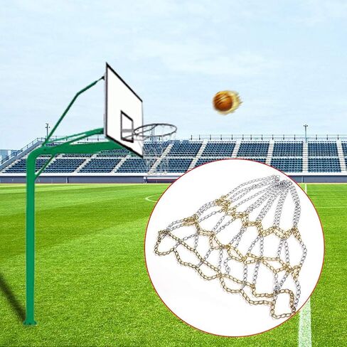 Basketball Net Chain Replacement, Heavy Duty Galvanized Basket Net, Indoor Outdoor Use Standard 12-Ring Basketball Training Net in Kuwait