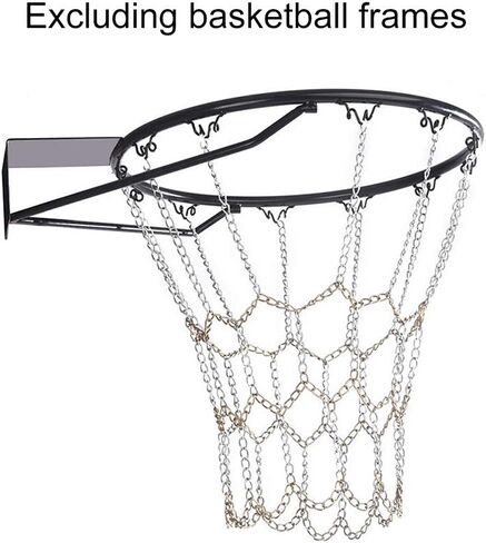 Basketball Net Chain Replacement, Heavy Duty Galvanized Basket Net, Indoor Outdoor Use Standard 12-Ring Basketball Training Net in Kuwait