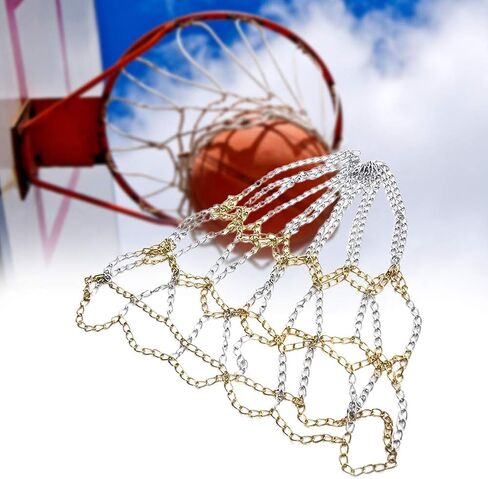 Basketball Net Chain Replacement, Heavy Duty Galvanized Basket Net, Indoor Outdoor Use Standard 12-Ring Basketball Training Net in Kuwait