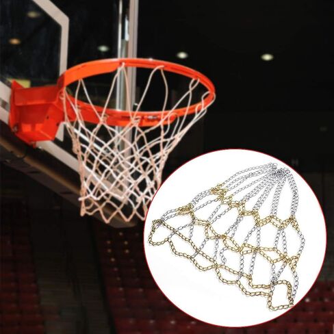 Basketball Net Chain Replacement, Heavy Duty Galvanized Basket Net, Indoor Outdoor Use Standard 12-Ring Basketball Training Net in Kuwait