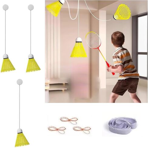 3 Pack Badminton Trainer Rebound Ahesive Ceiling Mount Hanging Solo Badminton Practice Rebounder Equipment for Badminton Rackets Set Adult Kids Beginners Indoor Sports Hit Shot Practice in Kuwait