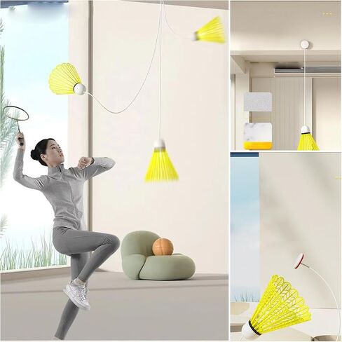 3 Pack Badminton Trainer Rebound Ahesive Ceiling Mount Hanging Solo Badminton Practice Rebounder Equipment for Badminton Rackets Set Adult Kids Beginners Indoor Sports Hit Shot Practice in Kuwait