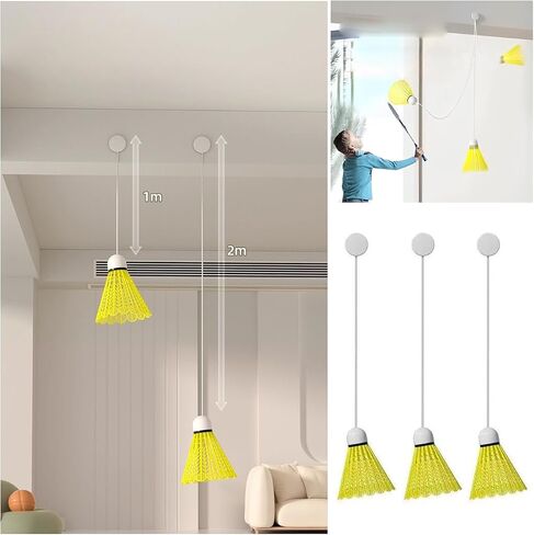 3 Pack Badminton Trainer Rebound Ahesive Ceiling Mount Hanging Solo Badminton Practice Rebounder Equipment for Badminton Rackets Set Adult Kids Beginners Indoor Sports Hit Shot Practice in Kuwait