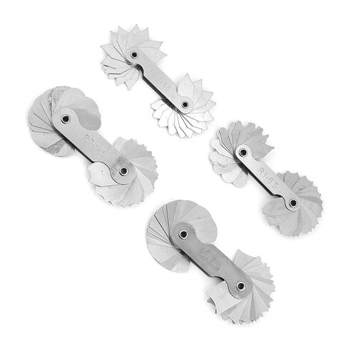 4PCS R0.3-1.5 R1-6.5 R7-14.5 R15-25 Radius Gauge Set, Stainless Steel Feeler Measuring Gauge Portable Concave Convex Measuring Tools for Die Makers Machinists in Kuwait