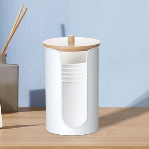 Cup Dispenser, Paper Cup Dispenser Storage Holder, Multipurpose Storage Box, White with Wood Lid in Kuwait