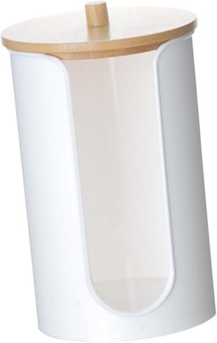 Cup Dispenser, Paper Cup Dispenser Storage Holder, Multipurpose Storage Box, White with Wood Lid in Kuwait
