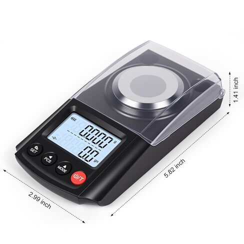 مقياس مليغرام رقمي QP 50 جم/0.001 جم، دقة المعمل 0.001 جرام | 6 وحدات وزن، وحدة عرض مزدوجة، تتضمن أوزان معايرة 2x20 جرام وملحقاتها، مثالية للذهب والمجوهرات والمساحيق الدقيقة in Kuwait