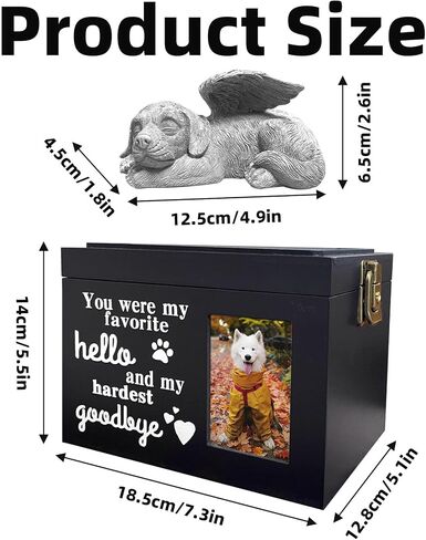 جرة الحيوانات الأليفة ل Cat Ashes Box Wooden Red Cat Rouns for Ashes Pet Turmation Box Gifts for Loss Of Cat تأتي مع تمثال Cat Angel in Kuwait