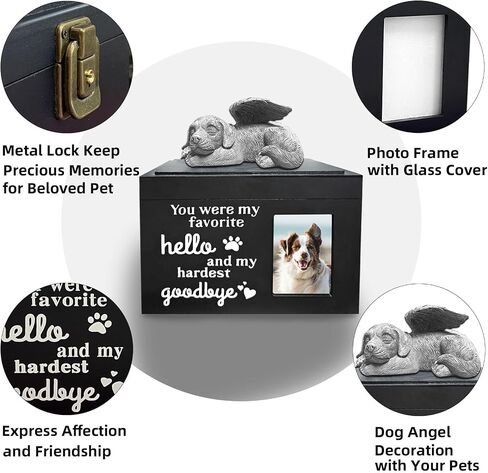 جرة الحيوانات الأليفة ل Cat Ashes Box Wooden Red Cat Rouns for Ashes Pet Turmation Box Gifts for Loss Of Cat تأتي مع تمثال Cat Angel in Kuwait