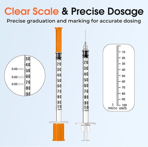 Pack of 100 1ml 31G 1/4inch Syringe, Lab Syringes Individually Wrapped in Kuwait