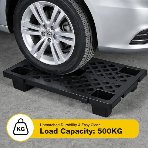 8 عبوات من المنصات البلاستيكية، 24x16.5x4 في منصات أرضية HDPE، منصات بلاستيكية متشابكة قابلة للتكديس لتخزين الطابق السفلي، قاعدة تخزين مقاومة للرطوبة للحدائق والجراج والمستودعات، أسود in Kuwait