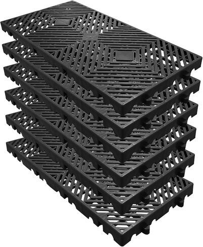 GarveeTech Plastic Pallets for Basement Storage (Set of 6) - 11.8"x23.6"x1.18" Waterproof Floor Pallets, Ventilated Grid Design, HDPE Heavy Duty Storage Pads for Garage/Kitchen/Outdoor in Kuwait