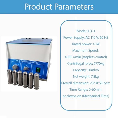110V Lab Electric Benchtop Centrifuge Machine LD-3 Desktop 6 * 50ml Lab Centrifuges Timer & Speed Control 4000rpm in Kuwait