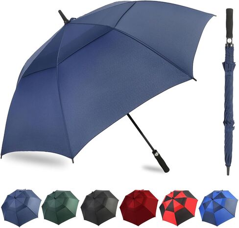 ZDSSM Golf Umbrella 54-72 Inch Windproof Waterproof Double Canopy Auto Open | Oversize Coverage, Cart Friendly, Sports Sidelines, Commute, Family Rain, Sun Shade, Outdoor Events, Men And Women in Kuwait