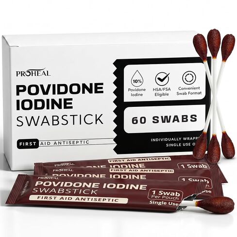 10% Povidone Iodine Swabsticks - 30 Iodine Swabs, Individually Wrapped - First Aid Antiseptic for Cleaning and Keeping Skin Clean in Kuwait