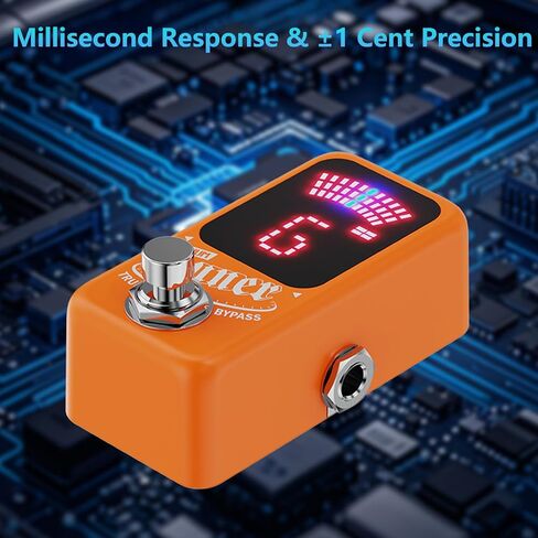 Tuner Pedal, Deluxe Chromatic Guitar Tuner Pedal for Electric Guitar and Bass, LED Silent Tuning with True Bypass, Millisecond Response & ±1 Cent Accuracy USB/DC Powered for Noise-Free (Orange) in Saudi Arabia