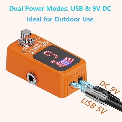 Tuner Pedal, Deluxe Chromatic Guitar Tuner Pedal for Electric Guitar and Bass, LED Silent Tuning with True Bypass, Millisecond Response & ±1 Cent Accuracy USB/DC Powered for Noise-Free (Orange) in Saudi Arabia