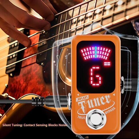 Tuner Pedal, Deluxe Chromatic Guitar Tuner Pedal for Electric Guitar and Bass, LED Silent Tuning with True Bypass, Millisecond Response & ±1 Cent Accuracy USB/DC Powered for Noise-Free (Orange) in Saudi Arabia