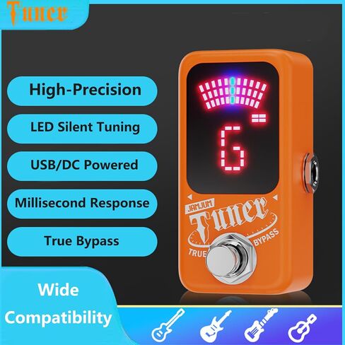 Tuner Pedal, Deluxe Chromatic Guitar Tuner Pedal for Electric Guitar and Bass, LED Silent Tuning with True Bypass, Millisecond Response & ±1 Cent Accuracy USB/DC Powered for Noise-Free (Orange) in Kuwait