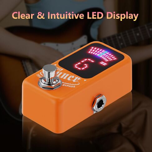 Tuner Pedal, Deluxe Chromatic Guitar Tuner Pedal for Electric Guitar and Bass, LED Silent Tuning with True Bypass, Millisecond Response & ±1 Cent Accuracy USB/DC Powered for Noise-Free (Orange) in Saudi Arabia