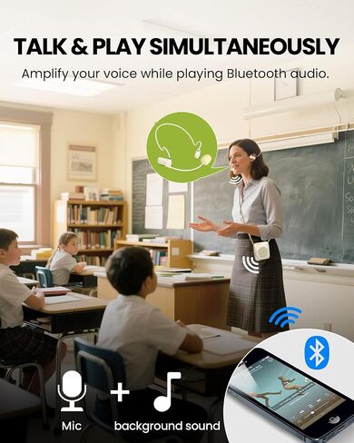 Avantree VoxAmp Lite - مضخم صوت لاسلكي للمعلمين والفصول الدراسية، يتحدث أثناء تشغيل صوت البلوتوث، مكبر صوت 15 وات مع ميكروفون سماعة الرأس، تسجيل وتشغيل USB in Kuwait