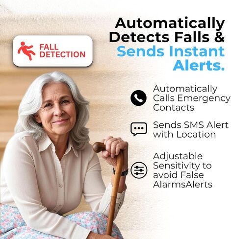 Seculife Cellular Fall Alert Device, Medical Alert, Smartband for Seniors, 2 way calling, SOS Button, GPS Tracking, Heart & Temperature, heart rate monitor, Pedometer, Waterproof Elderly Health Alerts in Kuwait