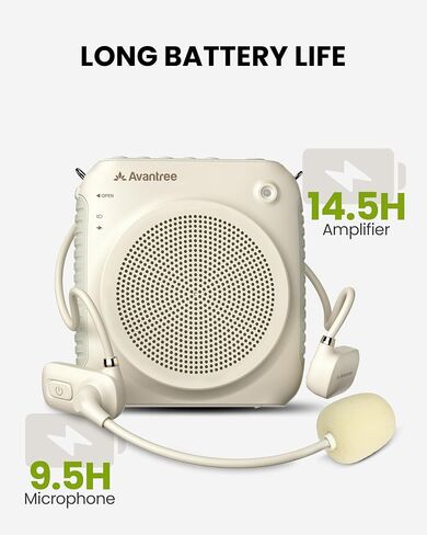 Avantree VoxAmp Lite - مضخم صوت لاسلكي للمعلمين والفصول الدراسية، يتحدث أثناء تشغيل صوت البلوتوث، مكبر صوت 15 وات مع ميكروفون سماعة الرأس، تسجيل وتشغيل USB in Kuwait