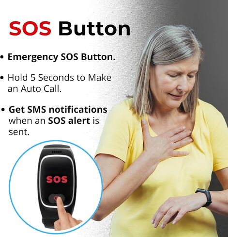 Seculife Cellular Fall Alert Device, Medical Alert, Smartband for Seniors, 2 way calling, SOS Button, GPS Tracking, Heart & Temperature, heart rate monitor, Pedometer, Waterproof Elderly Health Alerts in Kuwait