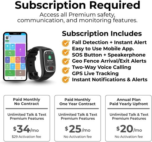 Seculife Cellular Fall Alert Device, Medical Alert, Smartband for Seniors, 2 way calling, SOS Button, GPS Tracking, Heart & Temperature, heart rate monitor, Pedometer, Waterproof Elderly Health Alerts in Kuwait