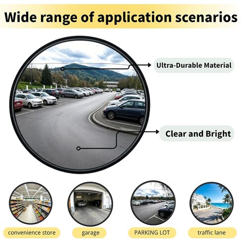 18 Inch Flexible Wide Angle Convex Mirror, Instant Rebound Heavy Duty Unbreakable Safety Mirror for Garage Driveway Warehouse Street Intersection in Kuwait