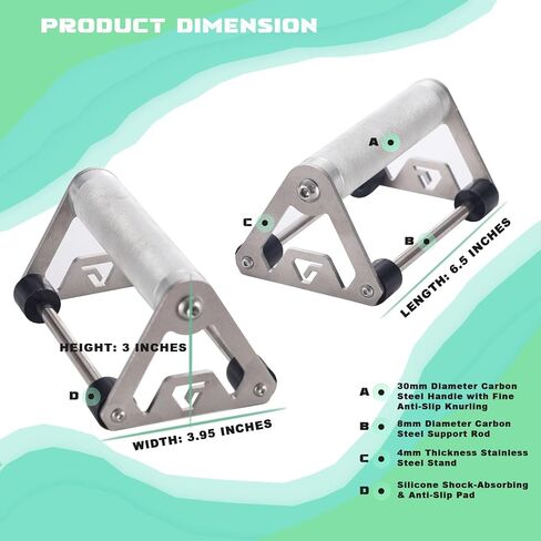 Push Up Stand, Pushup Handles with Aluminum Alloy Grips for Strength Training, Heavy-duty Push Up Bars with Anti-slip, Odor-free Silicone Pads,1 Pair in Kuwait