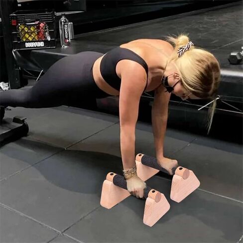 Wooden Parallettes Bars for Calisthenics - Handstand Push Up Bars for Training, L-Sit & Dip Workouts - Portable Fitness Equipment for Home Gym in Kuwait