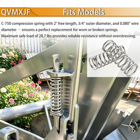 C-750 Compression Spring - 4 Pack, OD 3/4" in x Length 2" in, 0.08 Wire Diameter, with Good Elasticity and Stiffness in Kuwait