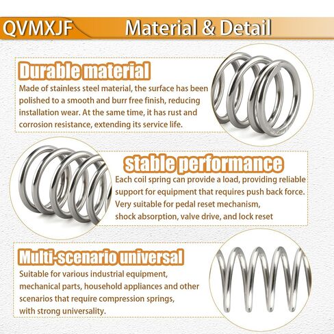 C-750 Compression Spring - 4 Pack, OD 3/4" in x Length 2" in, 0.08 Wire Diameter, with Good Elasticity and Stiffness in Kuwait