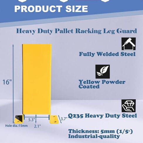 Pallet Rack Post Protectors 16" Height Steel Pallet Rack Guard, Safety Yellow Racking Protectors (2 Packs) in Kuwait