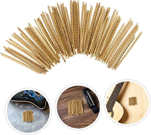 Mikinona 60pcs Brass Guitar Fret Wire Set for Electric and Acoustic Guitar Fingerboard Replacement 1.77"x0.08" High Strength Fret Wires and Maintenance in Kuwait