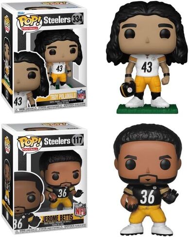 فانكو بوب! NFL Pittsburgh Steelers Troy Polamalu #334 وJerome Bettis #117، مجموعة من شخصيتين من الفينيل in Kuwait