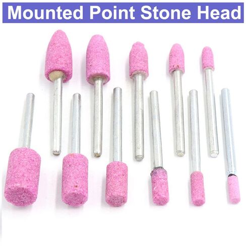 10 Pieces Shank Mounted Stone Heads 4mm-10mm Abrasive Mounted Stone Grinding Wheel Head Polishing Point Stone Heads Bullet Shape (20pcs, Bullet, 5mm) in Kuwait