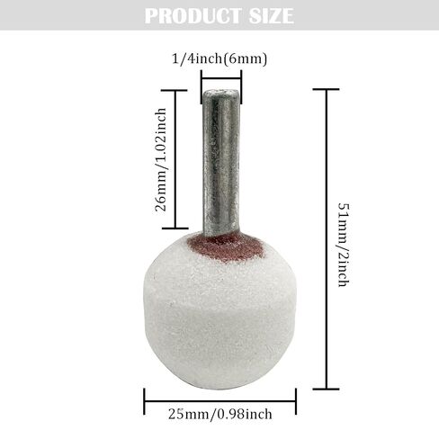 25mm Ball Shape Rotary Grinding Stone,1/4inch Shank Mounted Grinding Stone Wheel Head for Rotary Tool(4Pack,White) in Kuwait