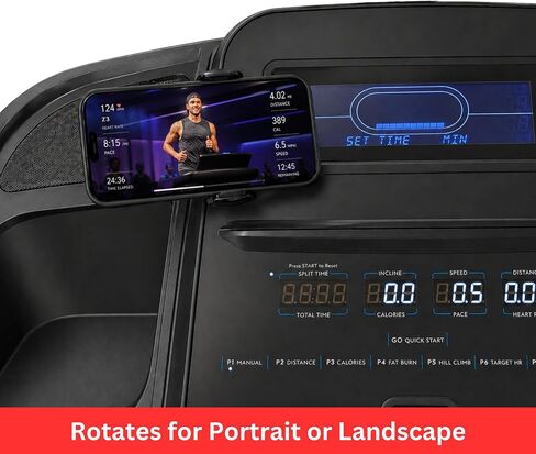 حامل هاتف Maxby Treadmill مع قاعدة لاصقة، مشبك زنبركي عالمي لدراجة التمرين، وحدات تحكم بيضاوية الشكل وآلات الخطوات، عرض بدون استخدام اليدين، زاوية إمالة منخفضة، بدون أدوات in Kuwait