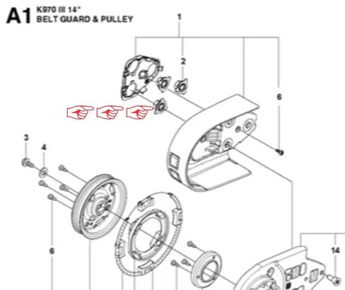 غطاء الحزام الأمامي لغسالة الجوز مع صامولة فاصل ثلاثية تناسب Husqvarna K970 K770 586 74 37-01 in Kuwait
