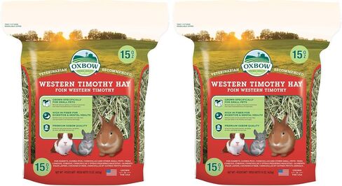 Oxbow Animal Health Western Timothy Hay - كل القش الطبيعي للأرانب ، خنازير غينيا ، تشينشيلاس ، هامستر و Gerbils - 15 أوقية. (حزمة 2) in Kuwait