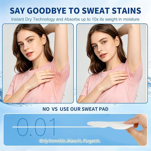 100 Packs Underarm Sweat Pads, Armpit Sweat Pads for Women and Men, Disposable Underarm Pads for Sweating Women, Invisible Fit, Effectively Prevents Sweating, Stay Fresh all Day in Kuwait
