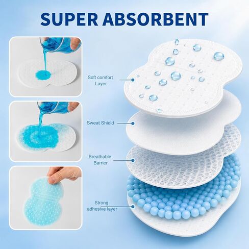 100 Packs Underarm Sweat Pads, Armpit Sweat Pads for Women and Men, Disposable Underarm Pads for Sweating Women, Invisible Fit, Effectively Prevents Sweating, Stay Fresh all Day in Kuwait