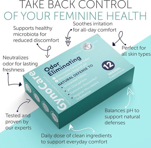 pH Balance for Women | Vaginal Odor Eliminating Suppositories | Boric Acid Suppositories For Women | Homeopathic Support for Feminine Odor & Vaginal Microbiota Imbalance | 12 Vaginal Suppositories in Kuwait