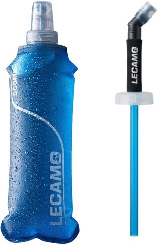 500ml Soft Flask for Trail Running, Collapsible Water Bottle with Bite Valve, TPU Hydration Flask for Running Vest and Backpack - 1 Pack with Extension Straw in Kuwait