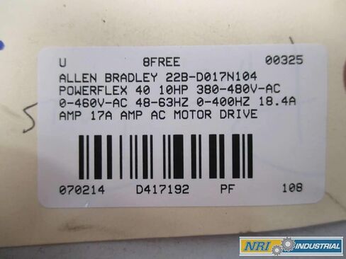 ALLEN BRADLEY 22B-D017N104 POWERFLEX 40 380-480V-AC 0-400HZ 10HP AC VFD Drive in Saudi Arabia