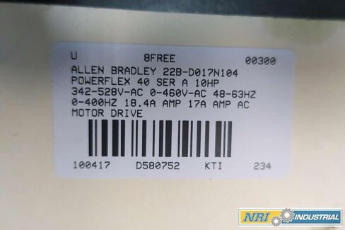 ALLEN BRADLEY 22B-D017N104 POWERFLEX 40 380-480V-AC 0-400HZ 10HP AC VFD Drive in Saudi Arabia